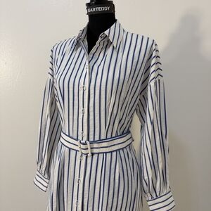 Blue and White Striped Dress